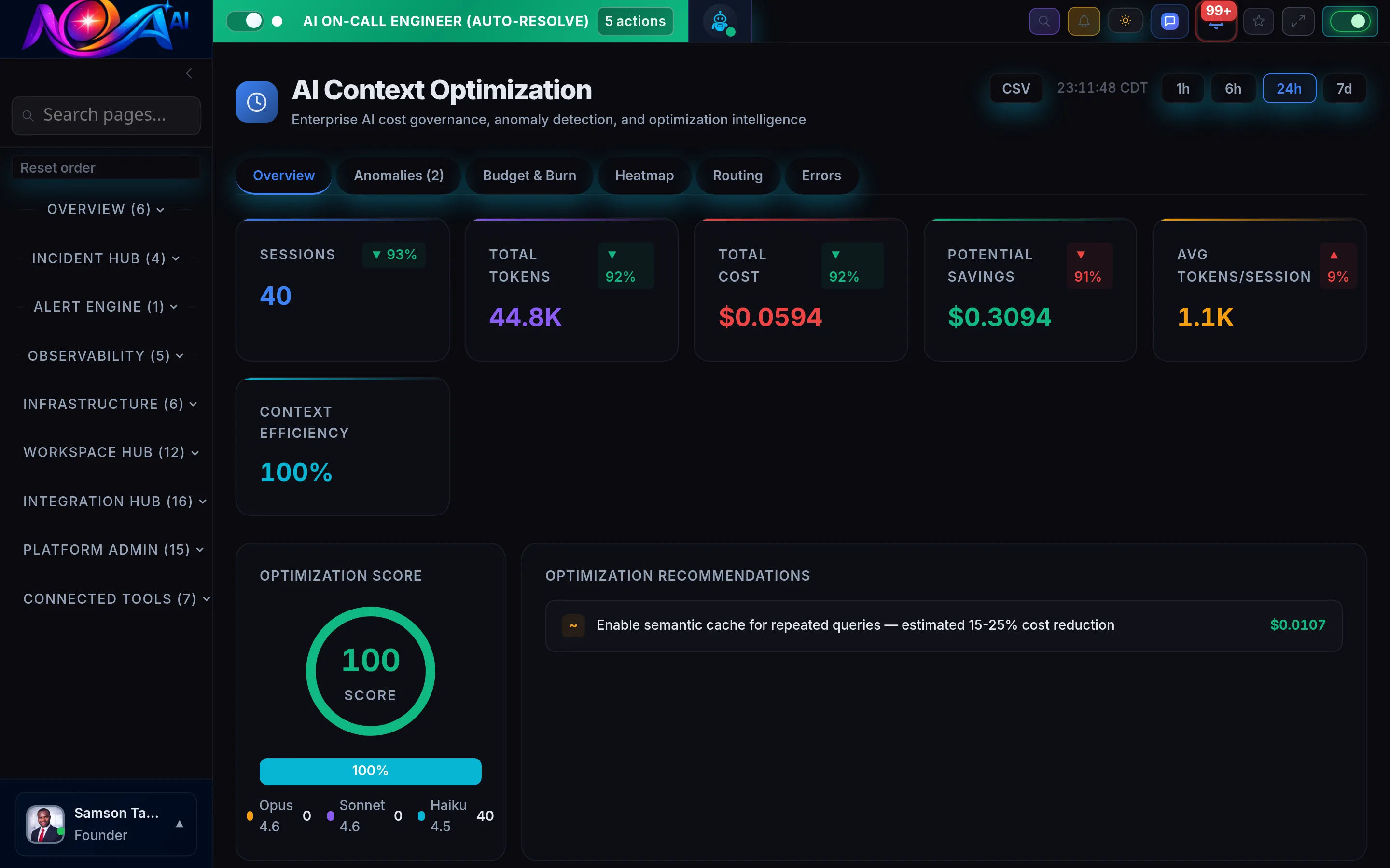 Nova AI Cost Optimizer Dashboard